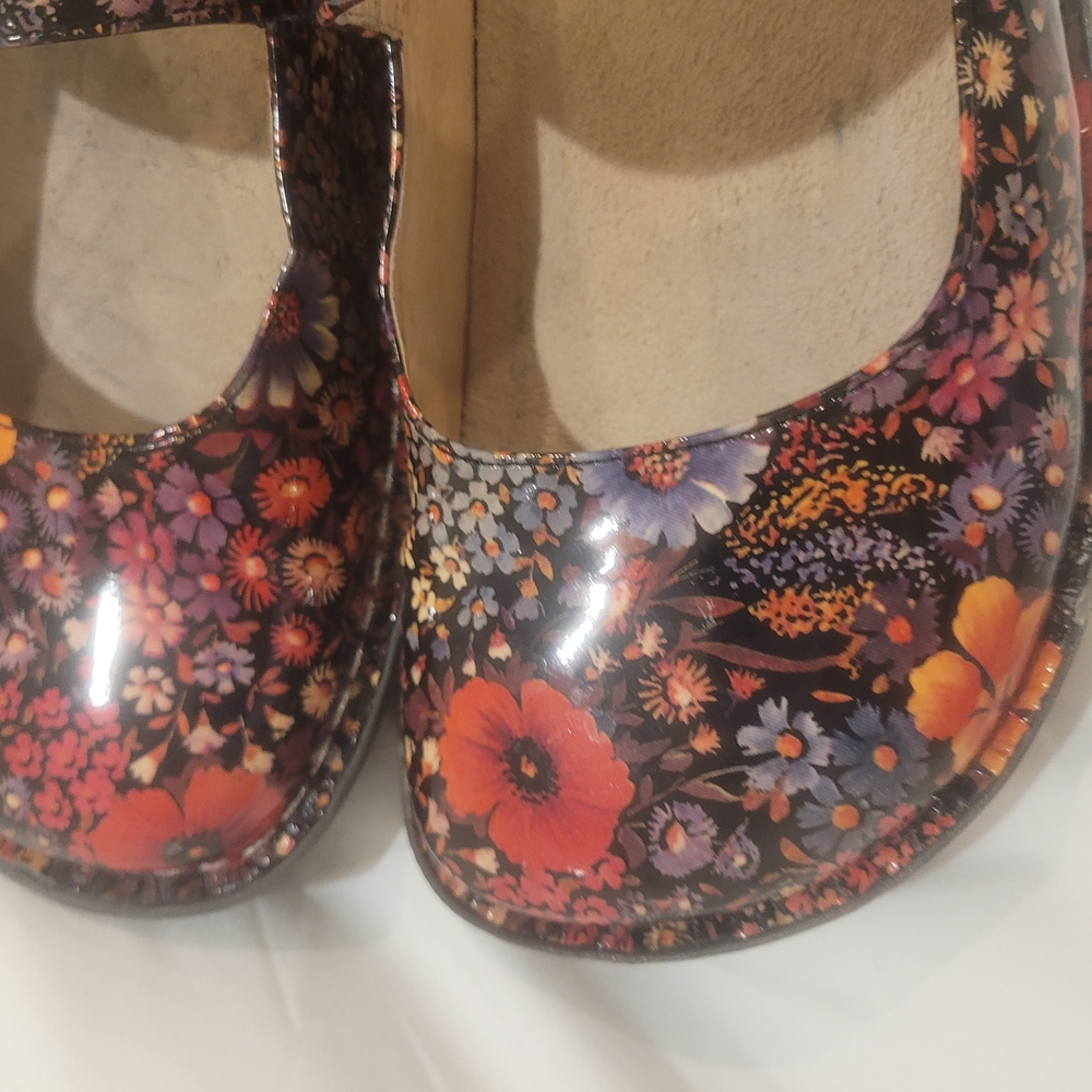 Alegria Womens Paloma Floral Mary Jane Shoes Patent Leather Platform Colorful 37 - Picture 10 of 12